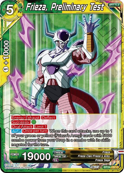 BT24-137: Frieza, Preliminary Test