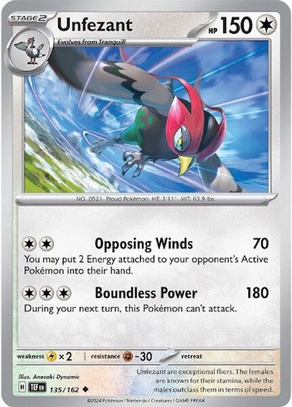 SV05-135/162: Unfezant (Reverse Holo)