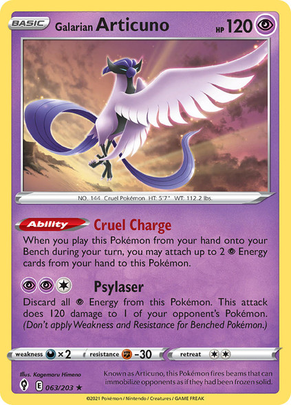 SWSH07-063/203: Galarian Articuno (Reverse Holo)