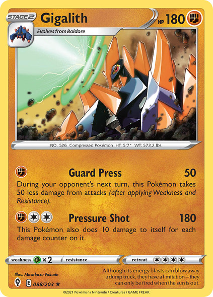 SWSH07-088/203: Gigalith (Reverse Holo)