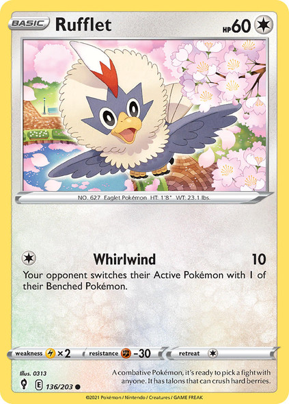 SWSH07-136/203: Rufflet (Reverse Holo)