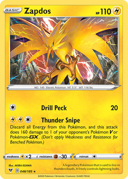 SWSH04-048/185: Zapdos (Reverse Holo)