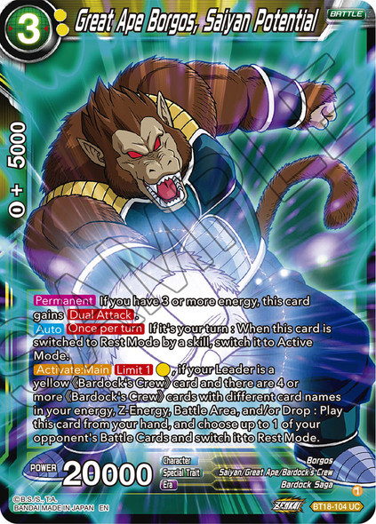 BT18-104: Great Ape Borgos, Saiyan Potential