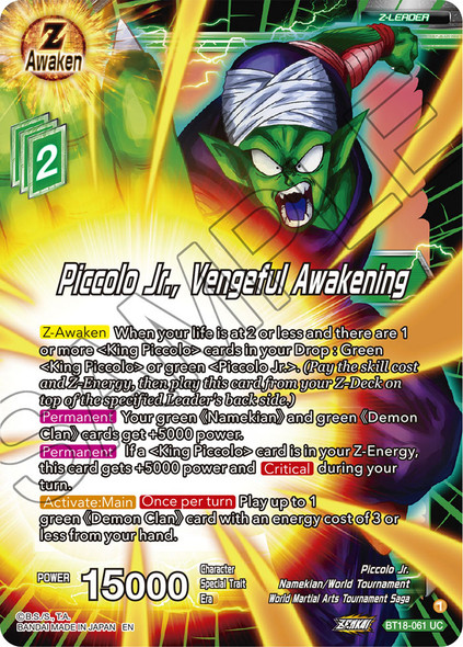 BT18-061: Piccolo Jr., Vengeful Awakening (Foil)
