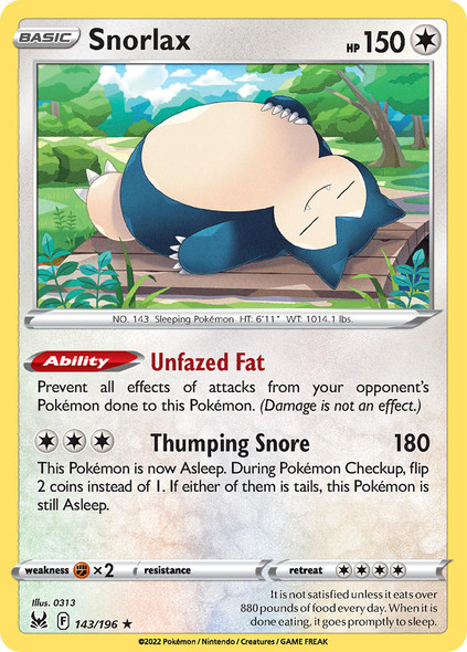 SWSH11-143/196: Snorlax (Holo)