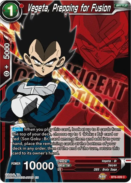BT6-009: Vegeta, Prepping for Fusion (Expansion Deck Box Set 07: Magnificent Collection - Fusion Hero)