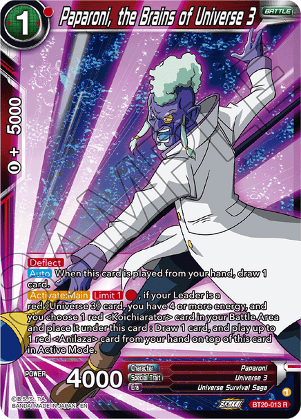 BT20-013: Paparoni, the Brains of Universe 3