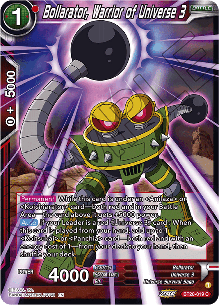 BT20-019: Bollarator, Warrior of Universe 3