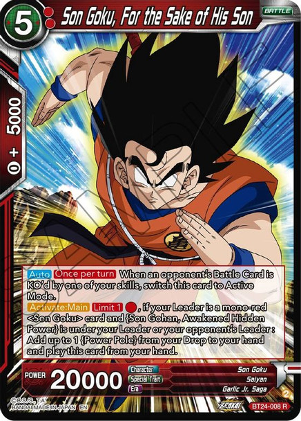BT24-008: Son Goku, For the Sake of His Son