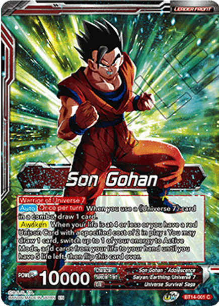 BT14-001: Son Gohan // Son Gohan, the Power of Duty