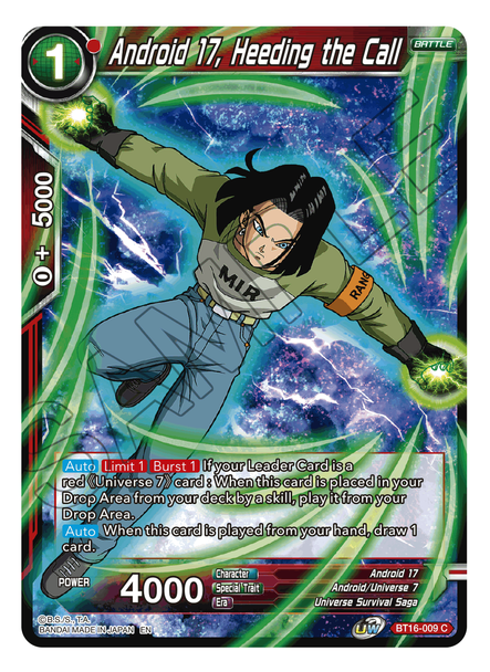 BT16-009: Android 17, Heeding the Call (Foil)