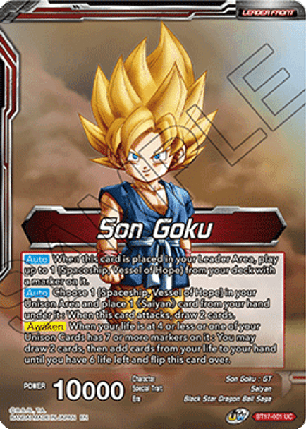 BT17-001: Son Goku // Son Goku, Pan, and Trunks, Space Adventurers