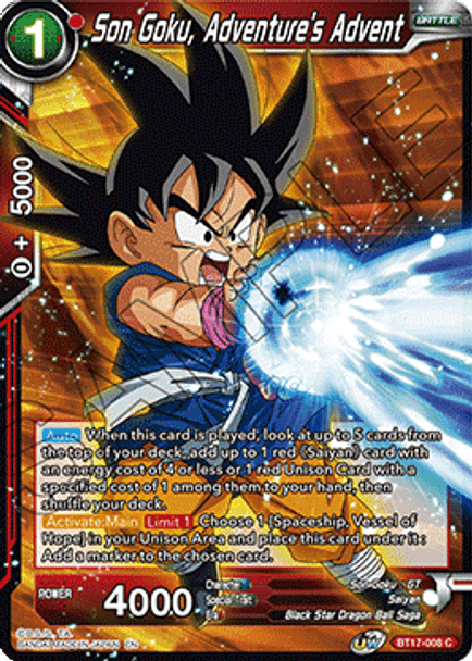 BT17-008: Son Goku, Adventure's Advent