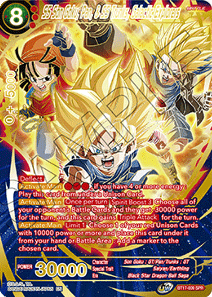 BT17-009: SS Son Goku, Pan, and SS Trunks, Galactic Explorers (SPR)