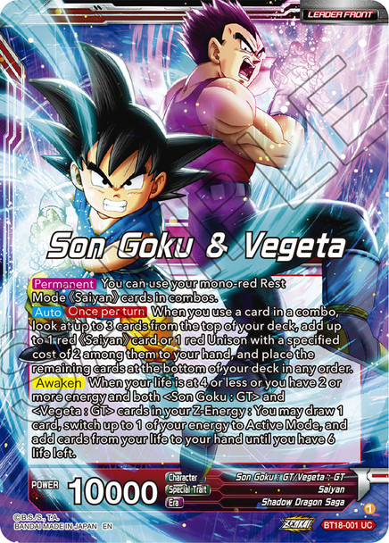 BT18-001: Son Goku & Vegeta // SS4 Son Goku & SS4 Vegeta, In It Together