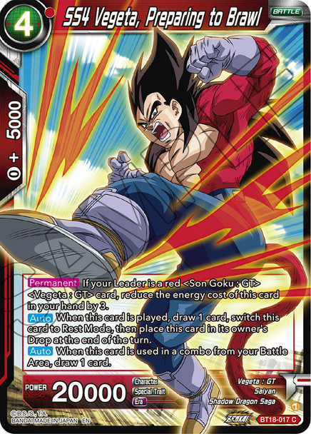 BT18-017: SS4 Vegeta, Preparing to Brawl