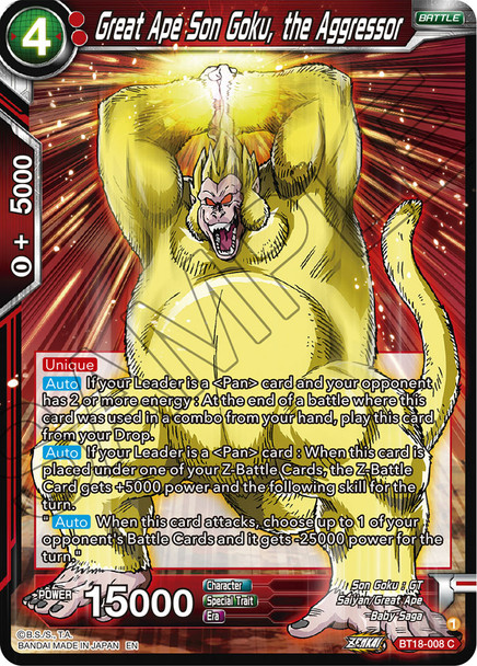 BT18-008: Great Ape Son Goku, the Aggressor (Foil)