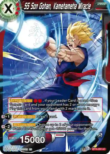 BT15-003: SS Son Gohan, Kamehameha Miracle (SD17 Reprint)