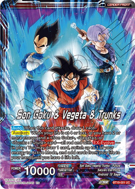 BT19-001: Son Goku & Vegeta & Trunks // SS Son Goku, SS Vegeta, & SS Trunks, the Ultimate Team