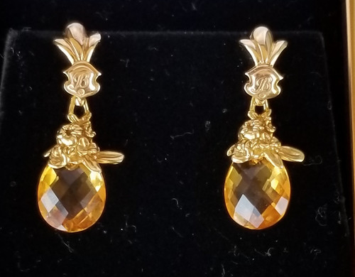 Antique Italian 14 Karat Yellow Gold and Briolette Cut Citrine EARRINGS