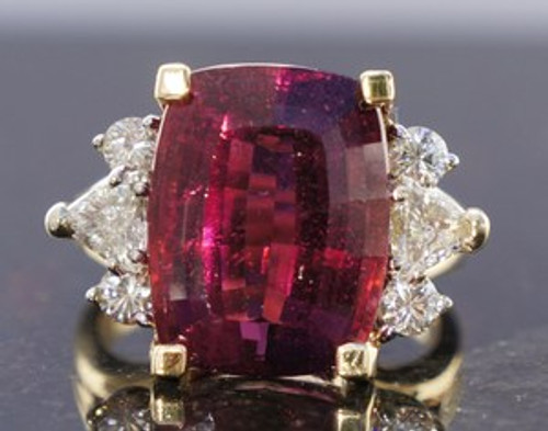 Rubellite and Diamond 14K Gold Ring