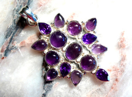 NATURAL AMETHYST SILVER PENDANT