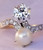 2 Carat 1 carat Natural Pearl and 1 Carat Diamond Crossover 14K Gold RING