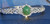  ROUND CUT DIAMOND AND GREEN JADE 14K WHITE GOLD BANGLE BRACELET