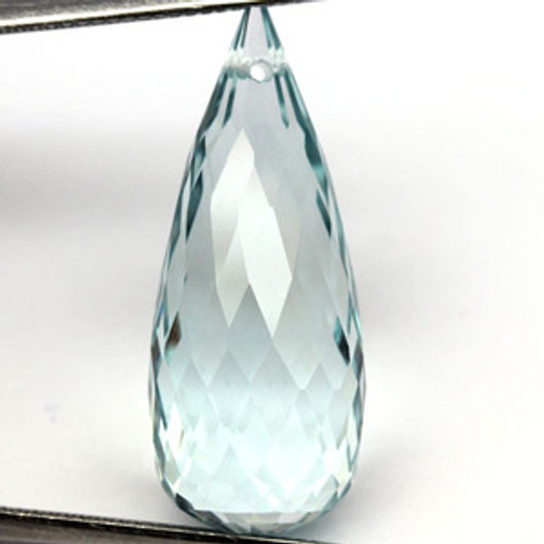 24.05 CT AQUAMARINE BLUE COLOR AFRICA QUARTZ BRIOLETTE CUT (DRILLED)