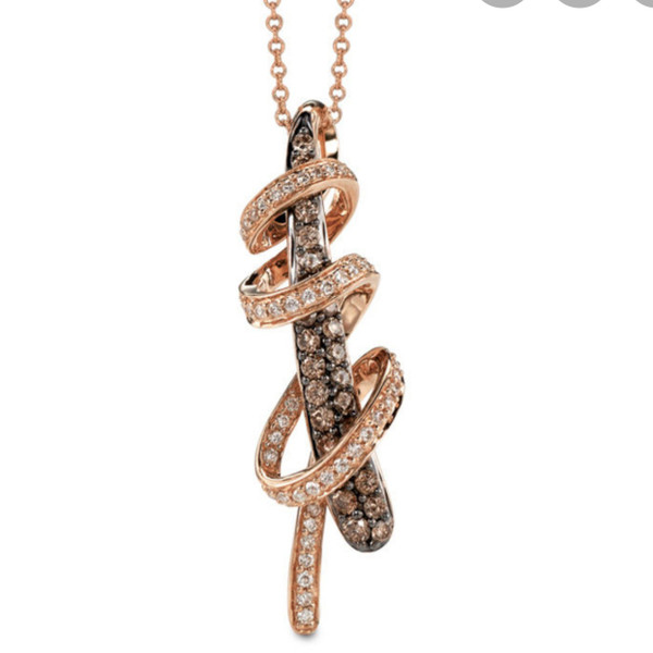 Le Vian Chocolate Diamonds  3/4 CT. T.W. Diamond Wrapped Stick Pendant in 14K Strawberry Gold