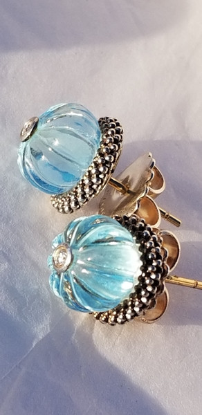 LAGOS CAVIAR FOREVER SKY BLUE TOPAZ EARRINGS 18K 