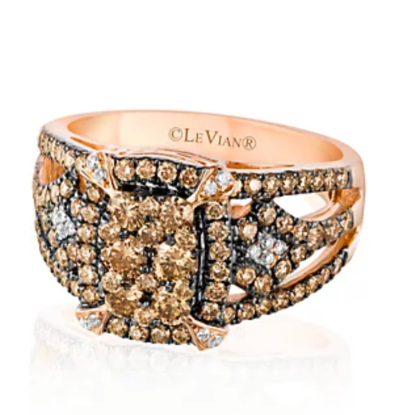 Le Vian Chocolate Diamond and Vanilla Diamond Ring in 14k Rose Gold - Belk Exclusive
