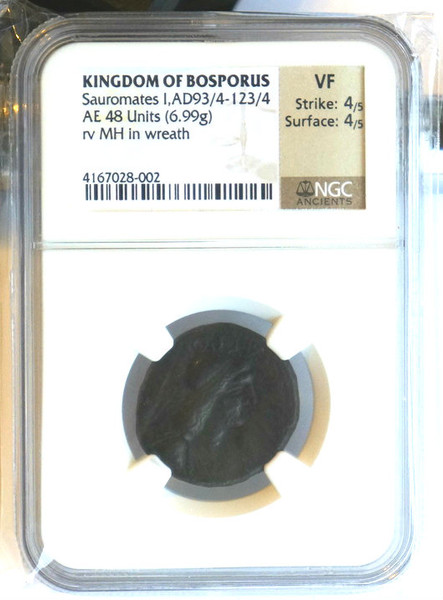 NGC VF KINGDOM OF BOSPORUS Bronze COIN Sauromates I, AD 93/4-123/4