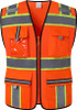 Truper Maximum-Visibility Safety Vests W/Buttons and 7-Pockets,2" Reflective Strips, Reinforced, orange, safety vest, size XL #13481