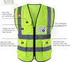 Truper Maximum-Visibility Safety Vests W/Buttons and 7-Pockets,2" Reflective Strips, Reinforced, green, safety vest, size XL #13484