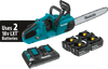 36V (18V X2) LXT? Brushless 16" Chain Saw Kit with 4 Batteries (5.0Ah), Makita-built outer rotor, XCU04PT1