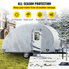 Teardrop Trailer Cover, Fit for 8' - 10' Trailers, Upgraded Non-Woven 4 Layers Camper Cover, UV-proof Waterproof Travel Trailer Cover w/ 2 Wind-proof Straps and 1 Storage Bag