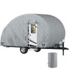 Teardrop Trailer Cover, Fit for 18' - 20' Trailers, Upgraded Non-Woven 4 Layers Camper Cover, UV-proof Waterproof Travel Trailer Cover w/ 2 Wind-proof Straps, 1 Storage Bag and 1 Front Gate