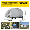 Teardrop Trailer Cover, Fit for 16' - 18' Trailers, Upgraded Non-Woven 4 Layers Camper Cover, UV-proof Waterproof Travel Trailer Cover w/ 2 Wind-proof Straps, 1 Storage Bag and 1 Back Gate