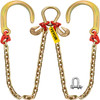 V Bridle Chain, 5/16 in x 3 ft Bridle Tow Chain, Grade 80 V-Bridle Transport Chain, 9260 Lbs Break Strength with J Hooks and Crab Hooks, Heavy Duty Pear Link Connector and Chain Shorteners