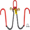 V Bridle Chain, 3/8 in x 2 ft Tow Chain Bridle, Grade 80 V-Bridle Transport Chain, 11023 Lbs Break Strength with J Hooks & Grab Hooks, Heavy Duty Pear Link Connector and Chain Shorteners