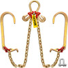 V Bridle Chain, 5/16 in x 2 ft Bridle Tow Chain, Grade 80 V-Bridle Transport Chain, 9260 Lbs Break Strength with TJ Hooks and Crab Hooks, Heavy Duty Pear Link Connector and Chain Shorteners
