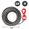 Fiber Core Winch Cable 3/8 X 75 Self Locking Swivel Hook Tow Truck Flatbed