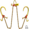 V Bridle Chain, 5/16 in x 2 ft Bridle Tow Chain, Grade 80 V-Bridle Transport Chain, 9260 Lbs Break Strength with TJ Hooks & Grab Hooks, Heavy Duty Pear Link Connector and Chain Shorteners