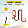 J Hook Chain, 3/8 in x 2 ft Tow Chain Bridle, Grade 80 J Hook Transport Chain, 11023 Lbs Break Strength with J Hook & Grab Hook, Tow Hooks for Trucks, Heavy Duty J Hook and Chain Shorteners