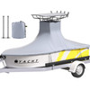 T-Top Boat Cover, Fit for 16'-18.5' Boat, Heavy Duty 600D Marine Grade Oxford Hard Top Cover, UV Resistant Waterproof Center Console Boat Cover w/ 2 Support Poles and 5 Wind-proof Straps, Gray