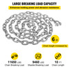 Anchor Chain, 10' x 5/16" Galvanized Steel Chain, 3/8" Anchor Chain Shackle, 11650lbs Anchor Lead Chain Breaking Load, 9460lbs Anchor Chain Shackle Breaking Load, Anchor Chain for Boats, Ships