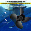 48-8M0084494 Outboard Propeller Boat Propeller 4 Blades 14 1/2" x 17"