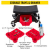 Mechanic Stool 300 LBS Capacity Garage Stool with Wheels, Heavy Duty Rolling Mechanics Seat, with Three Slide Out Tool Trays and Drawer, Rolling Tool Seat for Automotive Auto Repair