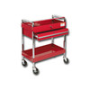 Deluxe Service Cart with Locking Top and Drawer - Red
